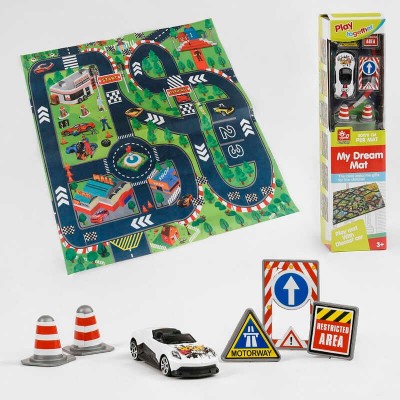 Ігровий набір SQ 80671 F (96/2) 6 видів, машинка, дорожні знаки, килимок 80х70 см