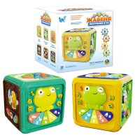 Розвивальний куб 92180 (60) "WToys", 2 кольори, ОЗВУЧУВАННЯ УКРАЇНСЬКОЮ МОВОЮ, 5 казок, 10 дитячих пісень, 10 загадок, мелодія, ноти, цифри, сортер, рухомі шестерні, барабан