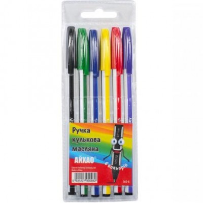 Набір ручок масляних "АЙХАО" 563 6 кольорів