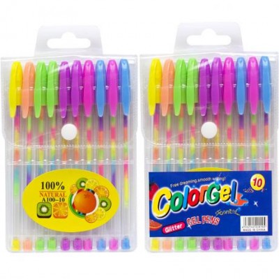 Набір ручок гелевих різнокольорових 10 кольорів A-100-10