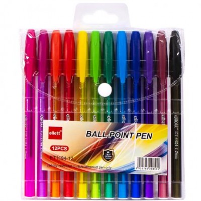 Набір ручок кулькових 12 кольорів "Ellott" ET1194-12