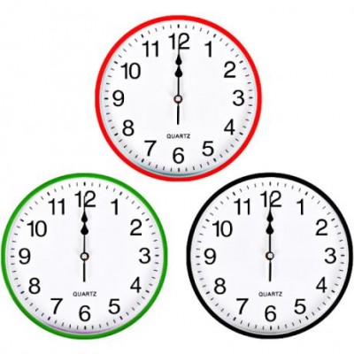 Настінний годинник Х2-39 "Круг" кольоровий корпус, білий циферблат 25*4см