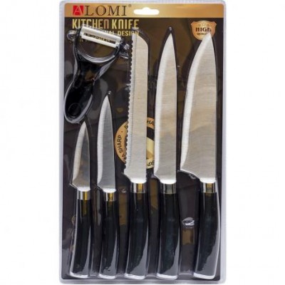 Набір металевих ножів на блістері, 6 предметів ALM-P001