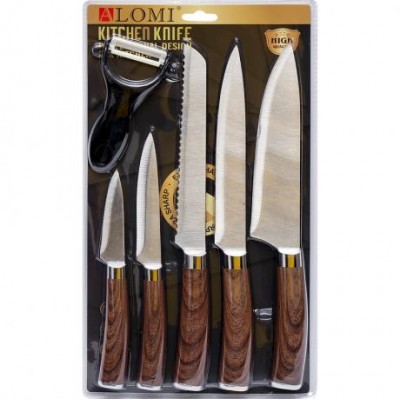 Набір металевих ножів на блістері, 6 предметів ALM-P003