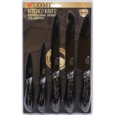 Набір металевих ножів на блістері, 5 предметів ALM-P004
