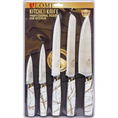 Набір металевих ножів на блістері, 5 предметів ALM-P006