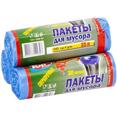 Пакет для сміття 50х60 35л 30 штук Top Pack блакитний у магазині autoplus, з доставкою по Україні, краща ціна