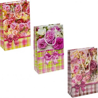 Пакет кольоровий середній "Квітковий мікс Троянди" 27х16х5 см 3017 у магазині autoplus, з доставкою по Україні, краща ціна