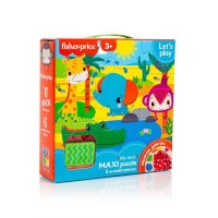 Пазли Fisher Price. Maxi puzzle and wooden pieces VT1100-01 укр (6) Vladi Toys , 18 елементів, 6 дерев'яних фігурок, мішечок