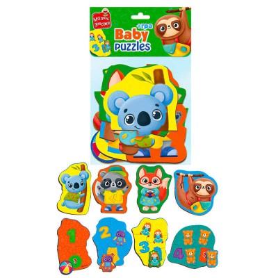 Бебі пазли MAXI з грою Малюк зможе "Тварини.Іграшки" VT1722-23 укр "Vladi Toys", в пакеті