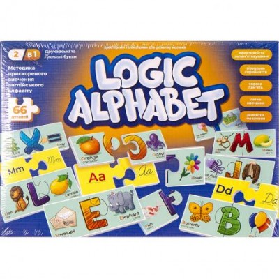 Пазли-асоціації, що розвивають "Logic Alphabet" англ/укр G-LoA-01-04U ДТ-ЛА-06-46