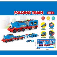 Потяг 336-1 (24/2) інерція, звуки, пісні англійською, підсвічування, 8 міні-машинок