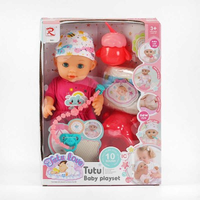 Пупс 9561 (24) "Tutu Baby playset", музичний чіп, характерні звуки та фрази, заплющує очі, аксесуари