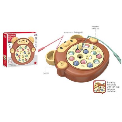 Риболовля 104 C (60) “Ведмедик”, ігрове поле обертається, 15 рибок, 2 вудки, мелодія, від батарейок