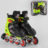 Ролики 90015-М Best Roller / розмір 34-37 / колір - САЛАТОВИЙ колеса PVC, ПЕРЕДНЄ КОЛЕСО ЗІ СВІТЛО, в сумці, d коліс - 7 см