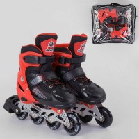 Ролики 40082-S Best Roller / розмір 30-33 / колір - ЧЕРВОНИЙ колеса PVC, ПЕРЕДНЄ КОЛЕСО СВІТЛО, в сумці, d коліс - 6,5 см