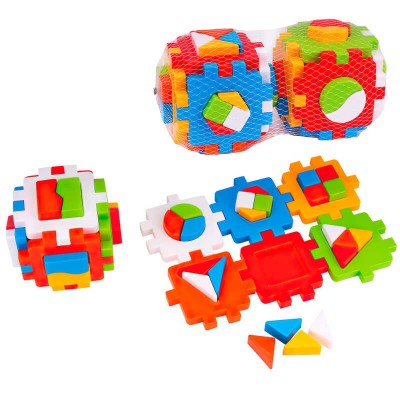 Куб Розумний малюк Комбі 2476 Technok Toys по 6 граней, 12 частин сортера, 34 частини фігурок, 12см, в сітці