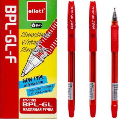 Ручка масляная ELLOTT 0,7 мм червона ET1192-12