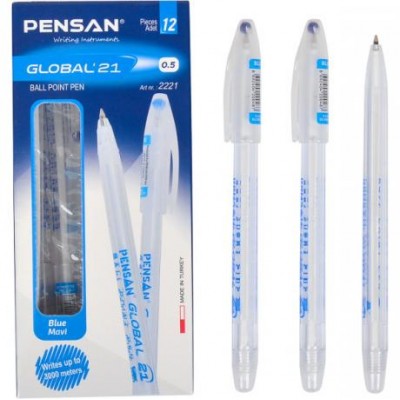 Ручка масляна GLOBAL 21 синя P2221-12