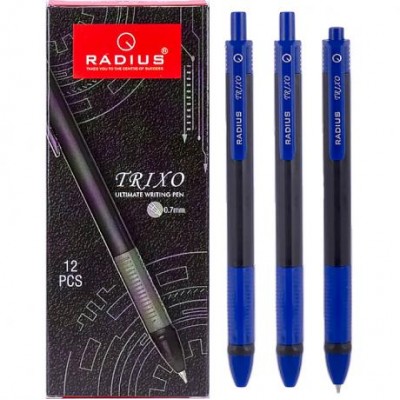 Ручка TRIXO чорний корпус, упак.12шт.стержень синій