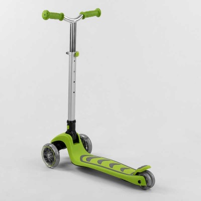 Самокат триколісний Y-00436 Best Scooter, САЛАТОВИЙ, складне алюмінієве кермо, 4 колеса PU зі світлом, d = 12 см в магазині autoplus, з доставкою по Україні, краща ціна