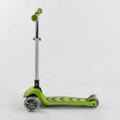 Самокат триколісний Y-00436 Best Scooter, САЛАТОВИЙ, складне алюмінієве кермо, 4 колеса PU зі світлом, d = 12 см в магазині autoplus, з доставкою по Україні, краща ціна