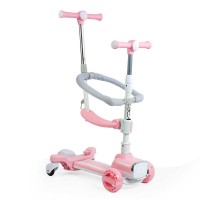 Самокат 5в1 "Skyper" PY-66521 колеса PU 125х40мм зі світлом, УКРАЇНСЬКЕ ОЗВУЧУВАННЯ та підсвічування платформи, с ДОП. КОЛЕСАМИ, захисний бампер