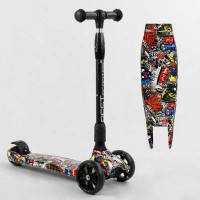 Самокат триколісний Best Scooter 98-277 MAXI складне алюмінієве кермо, 3 колеса PU зі світлом, переднє 130х35 мм, заднє 80х45 мм