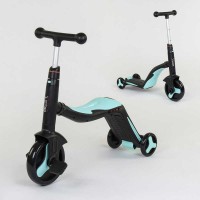 Самокат 3в1 JT 20255 Best Scooter, самокат-велобіг-велосипед, БЛАКИТНИЙ, світло, 8 мелодій, колеса PU, переднє колесо d = 20см, задні d = 11см