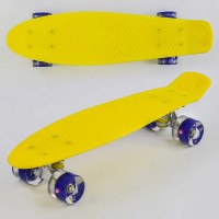 Скейт Пенні борд 1010 Best Board, ЖОВТИЙ, дошка = 55см, колеса PU зі світлом, діаметр 6 см