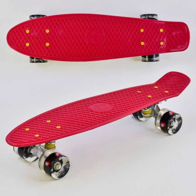 Скейт Пенні борд 0110 Best Board, ВИШНЕВИЙ, дошка = 55см, колеса PU зі світлом, діаметр 6 см