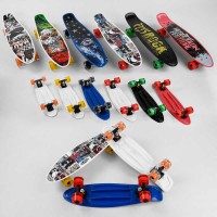 Скейт Пенні борд S 00164 Best Board 6 видів, колеса PU, d = 6 см, світяться