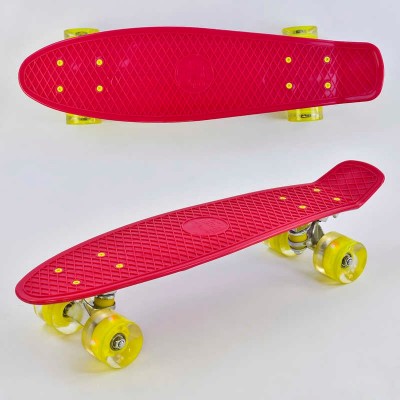 Скейт Пенні борд 0220 Best Board, ЧЕРВОНИЙ, дошка = 55см, колеса PU зі світлом, діаметр 6 см