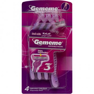 Набір бритв жіночих "Gememe" 4 шт., 3 леза, блістер G-63L 17,5*9,5*4,5см