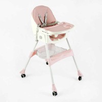 Стільчик для годування Toti FR- 30608 сталева конструкція, матеріал тканини PU, знімний столик, опускна спинка, 4 колеса