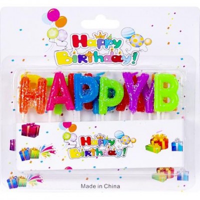 Свічки для торта літери 10-102 "Happy Birthday"