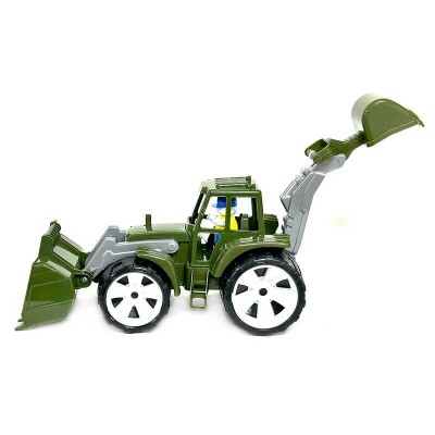 Іграшка дитяча "Трактор BAMS 2 ківші" 007/20 військовий "BAMSIC", 37 см, в сітці в магазині autoplus, з доставкою по Україні, краща ціна