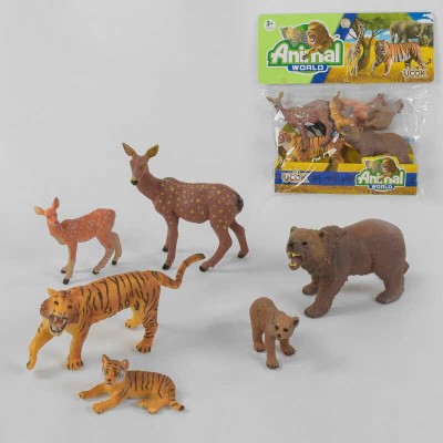 Набір диких тварин 3Y 506001 A (60/2) “Батько та малюк”, 6 тварин