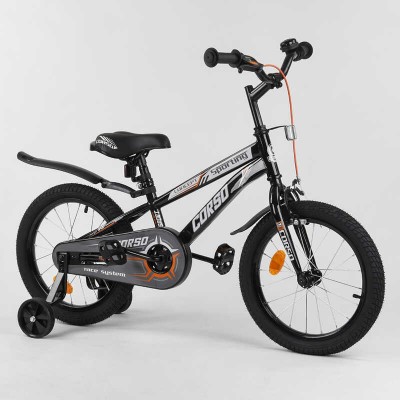 Дитячий велосипед 16 дюймів CORSO R-16317 ручне гальмо, дзвіночок, доп. колеса, ЗІБРАНИЙ НА 75