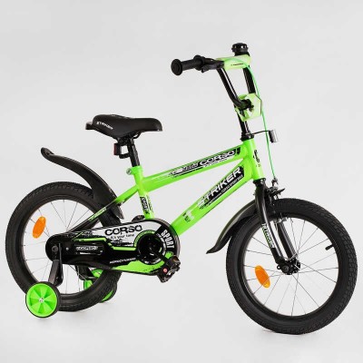 Дитячий велосипед 16 дюймів CORSO “STRIKER EX-16019 ручне гальмо, дзвіночок, дод. колеса, ЗІБРАНИЙ НА 75 в магазині autoplus, з доставкою по Україні, краща ціна