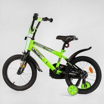 Дитячий велосипед 16 дюймів CORSO “STRIKER EX-16019 ручне гальмо, дзвіночок, дод. колеса, ЗІБРАНИЙ НА 75 в магазині autoplus, з доставкою по Україні, краща ціна