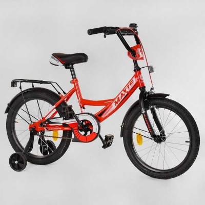 Дитячий велосипед 18 дюймів CORSO MAXIS-18040 ручне гальмо, дзвіночок, додаткові колеса, ЗІБРАНИЙ НА 75і