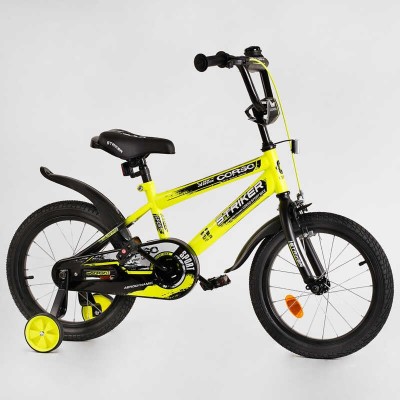 Дитячий велосипед 16 дюймів CORSO STRIKER EX - 16206 ручне гальмо, дзвіночок, дод. колеса, ЗІБРАНИЙ НА 75 в магазині autoplus, з доставкою по Україні, краща ціна