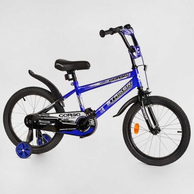 Дитячий велосипед 18 дюймів CORSO STRIKER EX - 18807 ручне гальмо , дзвіночок, доп. колеса, ЗІБРАНИЙ НА 75