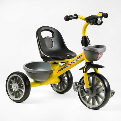 Велосипед 3-х колісний BS-16390 "Best Trike" колеса EVA переднє 12’’, заднє 10’’, сталева рама, фара з музикою та світлом, 1 пісня українською та 2 англійською, 2 кошики