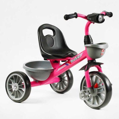 Велосипед 3-х колісний BS-20470 "Best Trike" колеса EVA переднє 12’’, заднє 10’’, сталева рама, фара з музикою та світлом, 1 пісня українською та 2 англійською, 2 кошики