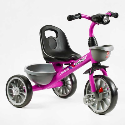 Велосипед 3-х колісний BS-44101 "Best Trike" колеса EVA переднє 12’’, заднє 10’’, сталева рама, фара з музикою та світлом, 1 пісня українською та 2 англійською, 2 кошики