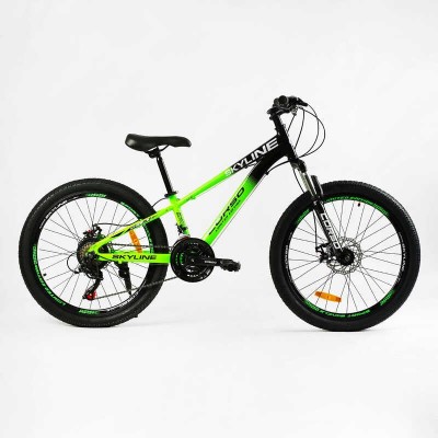 Велосипед Спортивний Corso «SkyLine» 24 дюймів SL- 24125 рама алюмінієва 11’’, обладнання Shimano 21 швидкість, зібран на 75