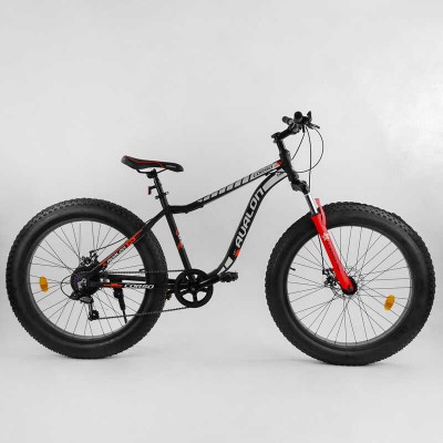 Велосипед Спортивний CORSO «Avalon» 26 дюймів 21085 ФЕТБАЙК, рама алюмінієва, обладнання Shimano 7 швидкостей, зібраний на 75