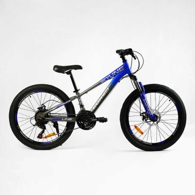 Велосипед Спортивний Corso «SkyLine» 24 дюймів SL- 24213 рама алюмінієва 11’’, обладнання Shimano 21 швидкість, зібран на 75